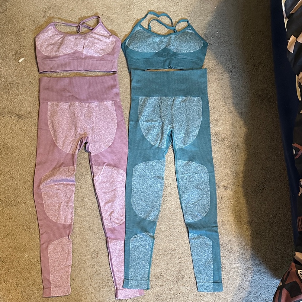 Two-Piece Workout Set in Purple and Teal